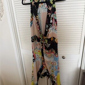 New York & Company Floral Patchwork Dress in Black, Blue, Yellow tunic/ dress.